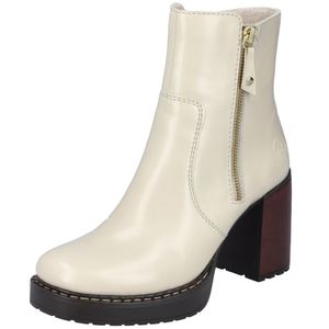 Rieker Damen Stiefelette Plateau Blockabsatz Zierreißverschluss Y4155, Größe:37 EU, Farbe:Beige