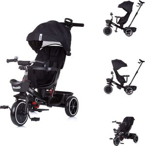 Chipolino Tricycle 4 in1 Smart Schiebestange Sitz drehbar Flaschenhalter Tablett dunkelgrau