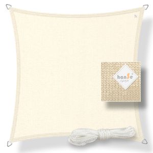 hanSe® Marken Sonnensegel HDPE Quadrat 2x2m Creme UV-Schutz Sonnenschutz Schattenspender