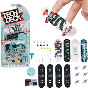 Diamond Tech Deck 4 balení barevných skateboardů s fingerboardem k sestavení