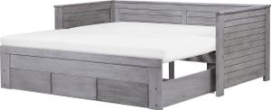 BELIANI Tagesbett Grau Holz 90 x 200 cm Ausziehbar 3 Schubladen Mit Lattenrost Holzfurnierte MDF Platte Elegant Scandinavien Stil