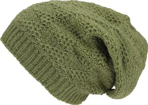 Handgestrickte Wollmütze, Strickmütze aus Schurwollle, Wintermütze - Helles Olivgrün, Uni, Wolle, Mützen