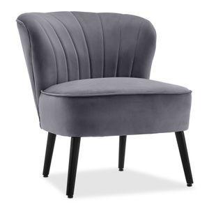 MCombo Sessel Relaxsessel für Wohnzimmer, Moderner Loungesessel Polsterstuhl mit Metallbeine, Samt, 4720 (Dunkelgrau)