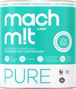 mach m!t PURE Küchenrollen - frei von Bleichmitteln - saugstarke und reißfeste 3 Lagen - aus recyceltem Karton