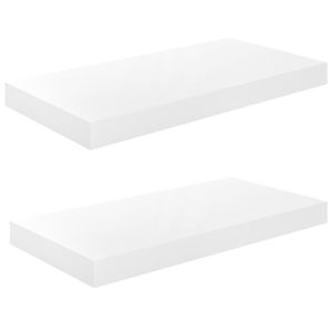 vidaXL Schweberegale 2 Stk. Hochglanz-Weiß 50x23x3,8 cm MDF