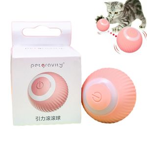 Interaktives Katzenspielzeug,360° selbstdrehender, mit LED Licht,Smart Ball Automatic Toys Rolling  USB-Charging, rosa