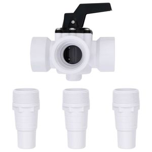 vidaXL 3-cestný guľový ventil pre bazén biely a čierny