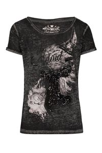 hangOwear Trachtenshirt schwarz meliert mit Pailletten Thordis 009430 Größe: XXL