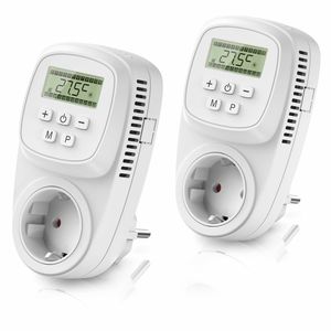 BEARWARE 2x Steckdosen Thermostat digital programmierbar Temperaturregelung 5° - 35°C