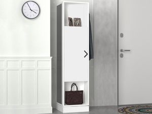 Drehbarer Garderobenschrank mit Stauraum & 1 Spiegel - Weiß - ARALDI