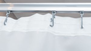 Textil Duschvorhang weiss 240x200 cm mit Gardinenband und Haken Gardine Fenstervorhang