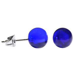 1 Paar 316L Chirurgenstahl Ohrstecker mit Acrylkugel Größe - 8 mm Farbe - Blau rund Ohrschmuck Ohrringe Ohrhänger