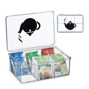 relaxdays Transparente Teebox mit 6 Fächern