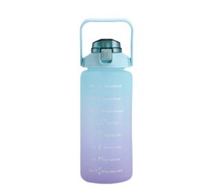 Trinkflasche Wasserflasche 2 Liter, Trink Motivation, Tages Skala, BPA frei, Strohhalm + 2 Trinkaufsätze, auslaufsicher, Camping, Sport (blau-lila)