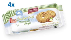 Coppenrath Zuckerfrei Haselnuss Cookies 4er Pack (4x200g)