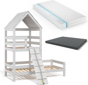 Vitalispa Hausbett Teddy, 90x200 cm mit 2 Matratzen, Weiß