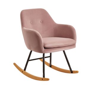 FineBuy Schaukelstuhl 71x76x70cm Design Relaxsessel Samt / Holz | Schwingsessel mit Gestell | Polster Relaxstuhl Schaukelsessel | Moderner Schwingstuhl Sessel
