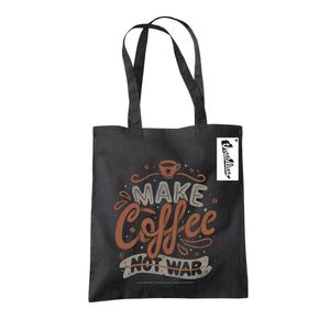 Tobe Fonseca - Tote bag "Make Coffee Not War" PM8369 (jedna veľkosť) (čierna/hnedá/sivá)