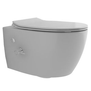 Alpenberger Elegant-SEA Keramikschüssel mit Armatur + WC-Sitz | Spülrandlose Toilette | Wand-WC mit Soft-Close Funktion | Bidet Funktion | Taharet WC | Hänge-WC inkl. WC-Sitz |  Europa