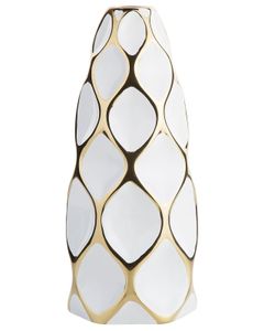 BELIANI Blumenvase Weiß Keramik 15 x 36 cm Goldene Vasendekoration Tropfen Design Modern