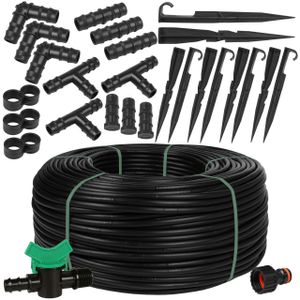 Schwarze Tropfleitung Tropfschlauch Tropfbewässerung 16mm/1,6 LPH  EU 50m+Zubehör