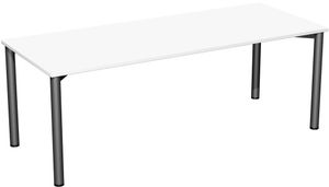 4 Fuß Flex Schreibtisch, gerade, verschiedene Größen und Farben, FarbeNachbildung:Weiß, Größe Tischplatte:200 x 80 cm, Gestellfarbe:Anthrazit