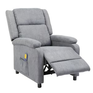 FCH Massagesessel,Relaxsessel,Fernsehsessel Ruhesessel mit Massagefunktion, Wärmefunktion, manuell verstellbare Rückenlehnenneigung, Einzelso,Hellgrau