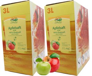 Bleichhof Apfelsaft klar – 100% Direktsaft, vegan, OHNE Zuckerzusatz, Bag-in-Box (2x 3l Saftbox)