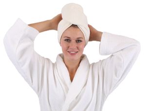 Betz Turban Handtuch Haarturban Kopftuch 100% Baumwolle Farbe: creme