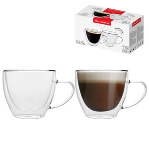 Termo poháre s dvojitou stenou 2 ks SET Latte Macchiato Káva Čaj FLORINA 250 ml