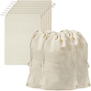Belle Vous Baumwoll-Musselin-Taschen (10er Pack) - Kleiner Kordelzug-Beutel-Set - Jutebeutel für Kulturbeutel Produktaufbewahrung - wiederverwendbare