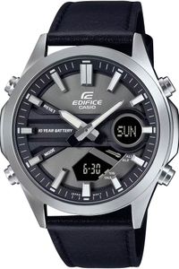 CASIO Uhr Edifice schwarz silber Lederband  EFV-C120L-8AEF