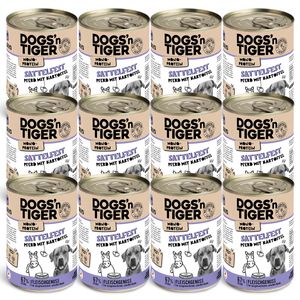 Dogs’n Tiger Adult Hundefutter, Nassfutter, Sattelfest, Getreidefrei, hypoallergen, Monoprotein, Pferd & Kartoffel, 12x 400g