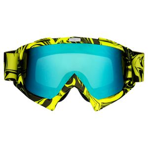 Motocross Brille gelb mit blau-grünem Glas