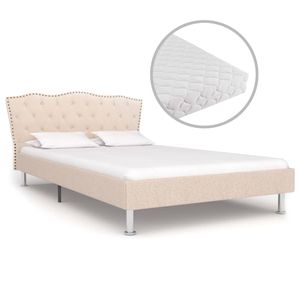 Cloris furniture Bett mit Matratze Beige Stoff 120 x 200 cm
