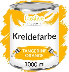 Creative Deco Mandarin Orange Kreide-Farbe | 1000 ml-Dose | Kreidefarbe perfekt für Landhaus-Stil, Vintage-Stil, Decoupage, Möbel-Renovierung | Matt & abwaschbar | Wisch-Effekt und Gradient-Effekt möglich