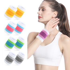 4 Paar Sport Armbänder Bunte Handgelenk Schweißbänder Baumwolle Frottee Armbänder für Sport Geburtstagsfeier Gefälligkeiten