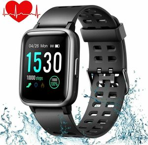 YAMAY Smartwatch Fitness Tracker mit Pulsmesser Wasserdicht IP68 Fitness Uhr Messgeräte Pulsuhr Schrittzähler Uhr für Damen Herren Anruf SMS SNS Benachrichtigung