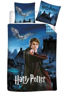 Harry Potter Leucht Bettwäsche 135x200 80x80 Kissenbezug Hogwarts [Wendemotiv-2 Designs] 100% Baumwolle Schadstoff  Standard Deutsche Größe, Glow in the Dark