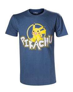 Pokemon T-Shirt -M- Pikachu in Front, blau