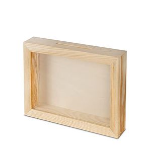 Spardose Holzspardose zum Basteln und Dekorieren Geldgeschenk Sparbüchse Holz-Rahmen mit Sichtfenster,Bilderrahmen zum Befüllen (Rechteck-waagerecht)