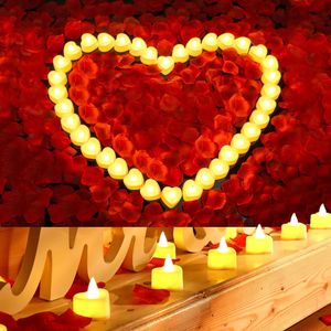 24 Stück Led Elektrische Teelichter Herzform Flackernde Flamme Led Kerzen Batteriebetrieben Für Valentinstag Hochzeit Tisch Party Dekor