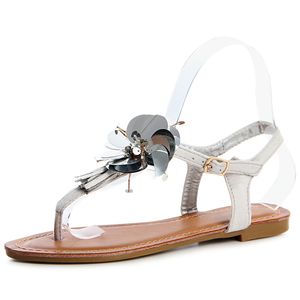 Riemchen Sandalen Sandaletten Zehentrenner Glitzer 1199, Farbe:Silber, Größe:36 EU