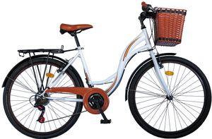Vision Holiday Damenfahrrad 28  Zoll - Fahrrad für Mädchen & Damen - 21 Gang-Schaltung - Hollandfahhrad / Cityfahrrad / Trekkingrad mit Korb