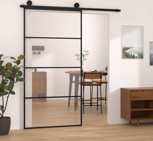 vidaXL Schiebetür mit Beschlag 102,5x205 cm ESG-Glas & Aluminium
