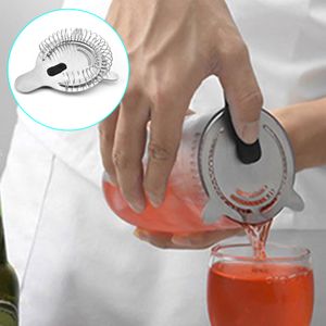 Sieb Ergonomisches Doppel-Ear-Design Edelstahl Dichte Quellen hohl Cocktailsieb für Cocktail