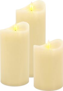 LED sviečky z pravého vosku REALISTIC - sada 3 ks / 15, 12,5, 10 cm - batérie a časovač
