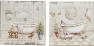 Obraz DKD Home Decor Łazienka (2 sztuki) (20 x 3 x 20 cm)