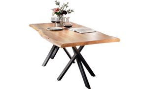 Esstisch Esszimmermöbel Küchentisch Baumkantentisch Gestell aus Eisen mit Baumkante wie gewachsen Art.1228 780x1000x2200