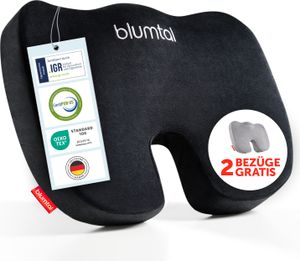 Blumtal Memory Foam Sitzkissen medium - Keilkissen zur Rückenentlastung - atmungsaktives Steißbeinkissen 70-90kg + Zwei waschbare Bezüge medium Blumtal Memory Foam Sitzkissen medium - Keilkissen zur Rückenentlastung - atmungsaktives Steißbeinkissen 70-90kg + Zwei waschbare Bezüge medium